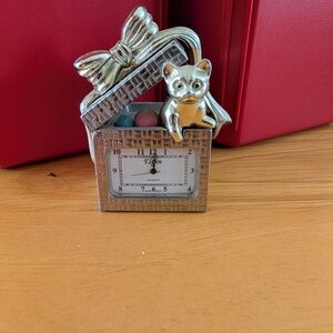 Rare Elgin Collectible Mini Clock Kitten Present Box BB13-460